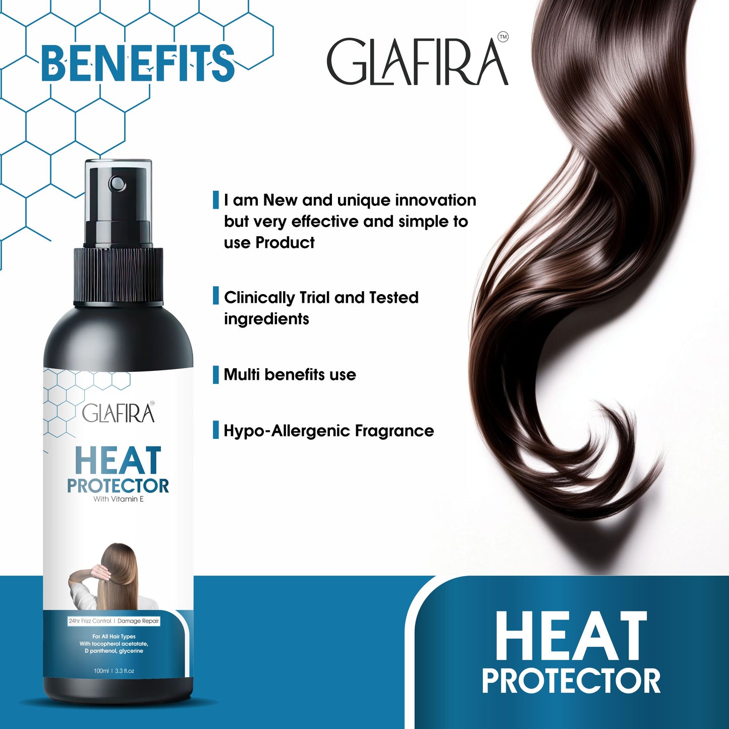 Glafira Heat Protector Spray – Shield & Shine Formula (100ml)