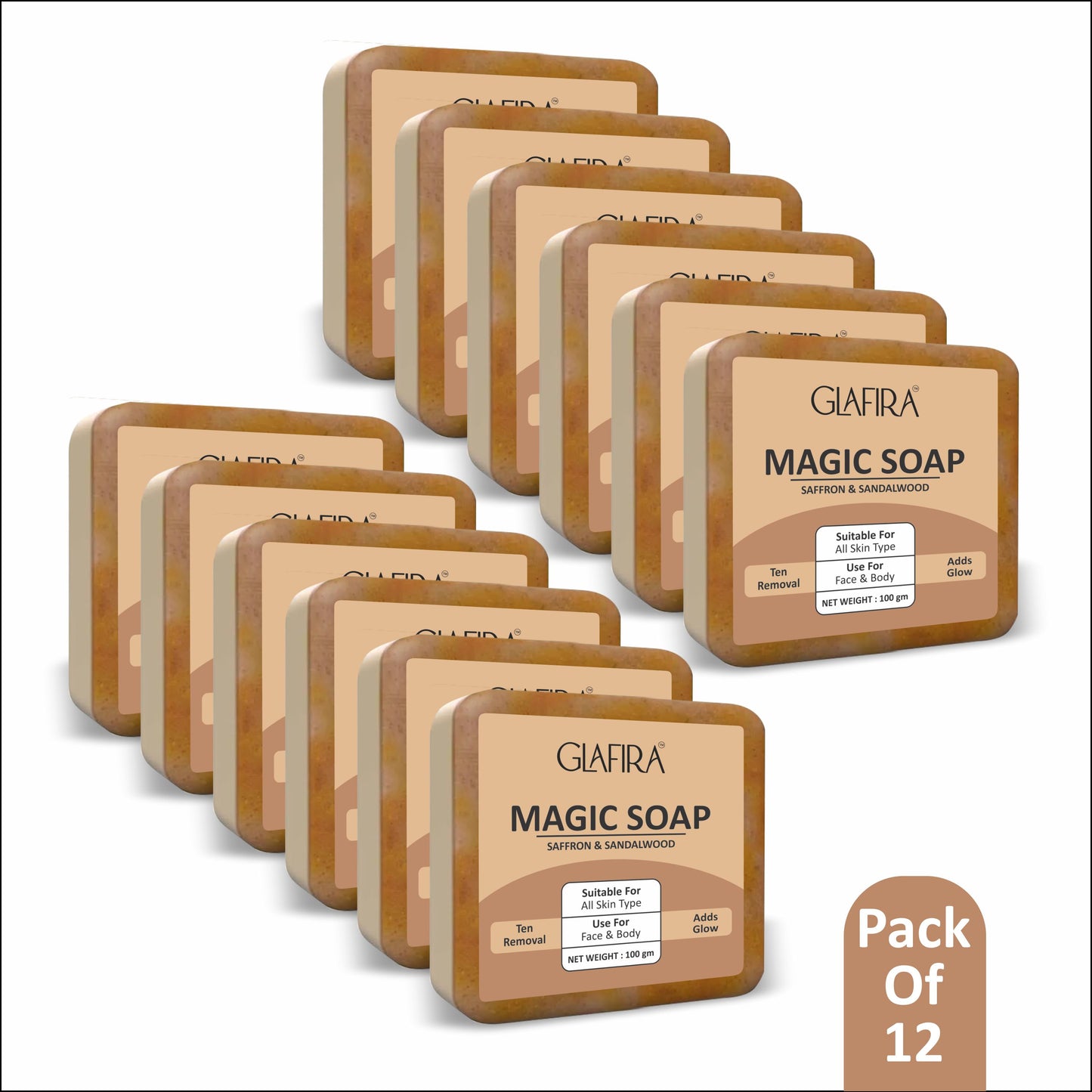 Magic Soap with Saffron & Sandalwood for Tan Removal & Glowing Skin