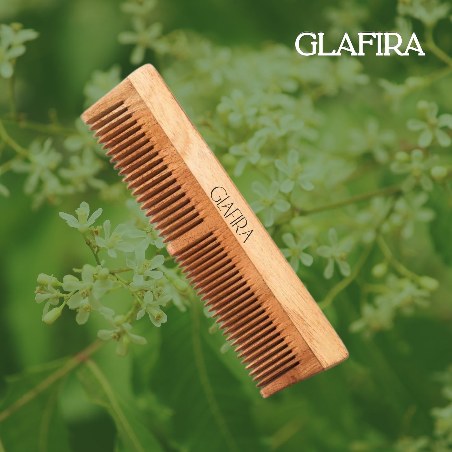 Neem Wooden Comb for Hair Growth & Dandruff Control | Dual Tooth | Herbal Treated