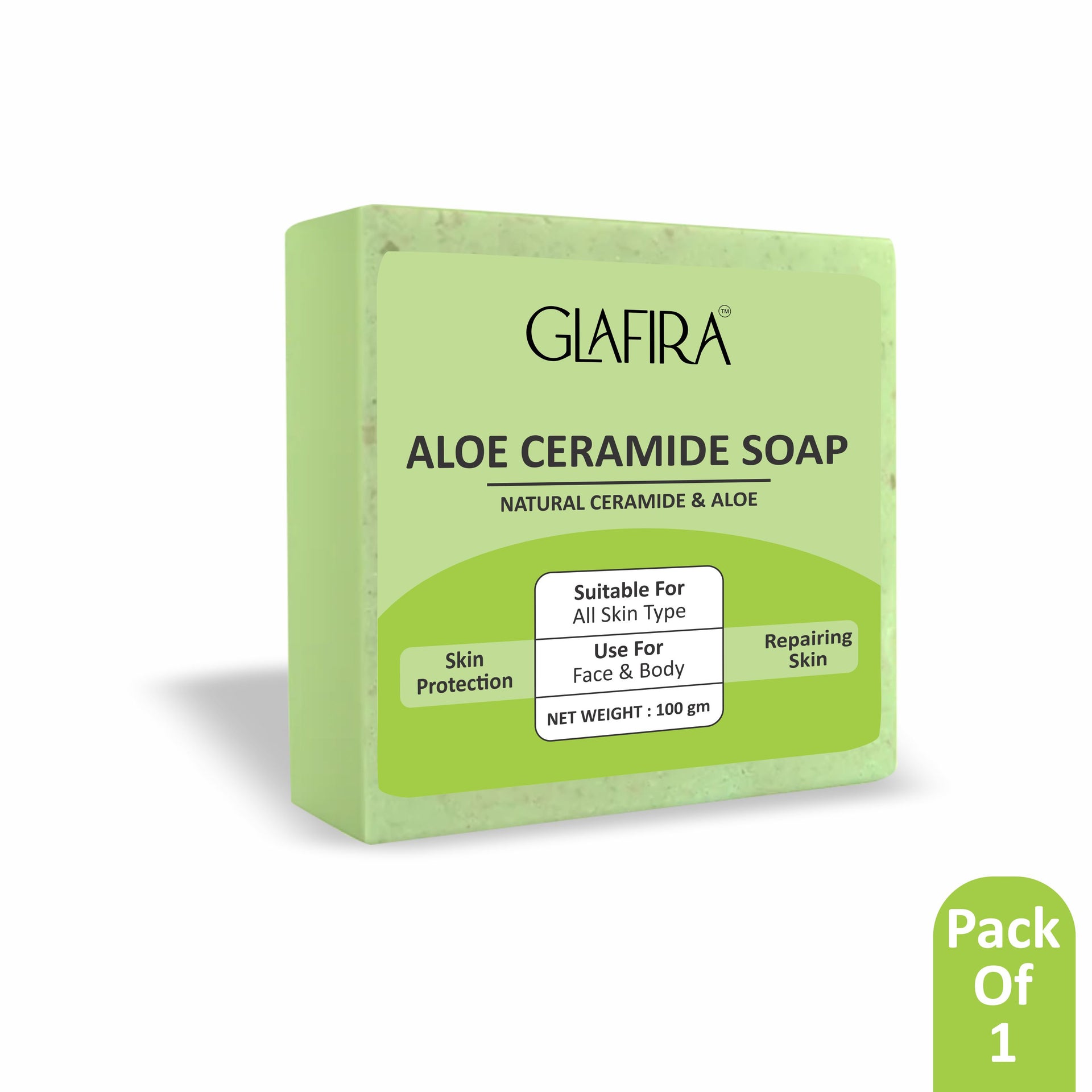 Glafira Aloe Ceramide Soap | Natural Aloe Vera, Oats & Shea Butter | Hydrating & Skin Repair Soap for Face & Body