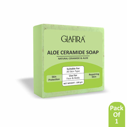 Glafira Aloe Ceramide Soap | Natural Aloe Vera, Oats & Shea Butter | Hydrating & Skin Repair Soap for Face & Body