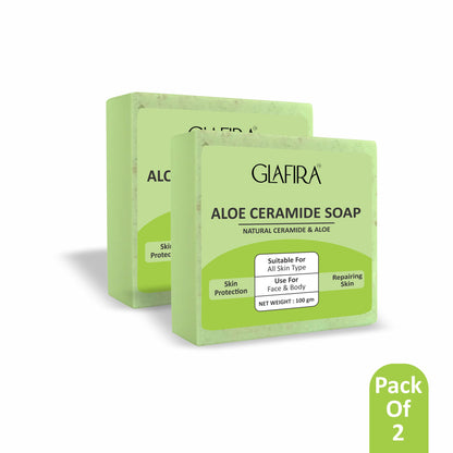 Glafira Aloe Ceramide Soap | Natural Aloe Vera, Oats & Shea Butter | Hydrating & Skin Repair Soap for Face & Body
