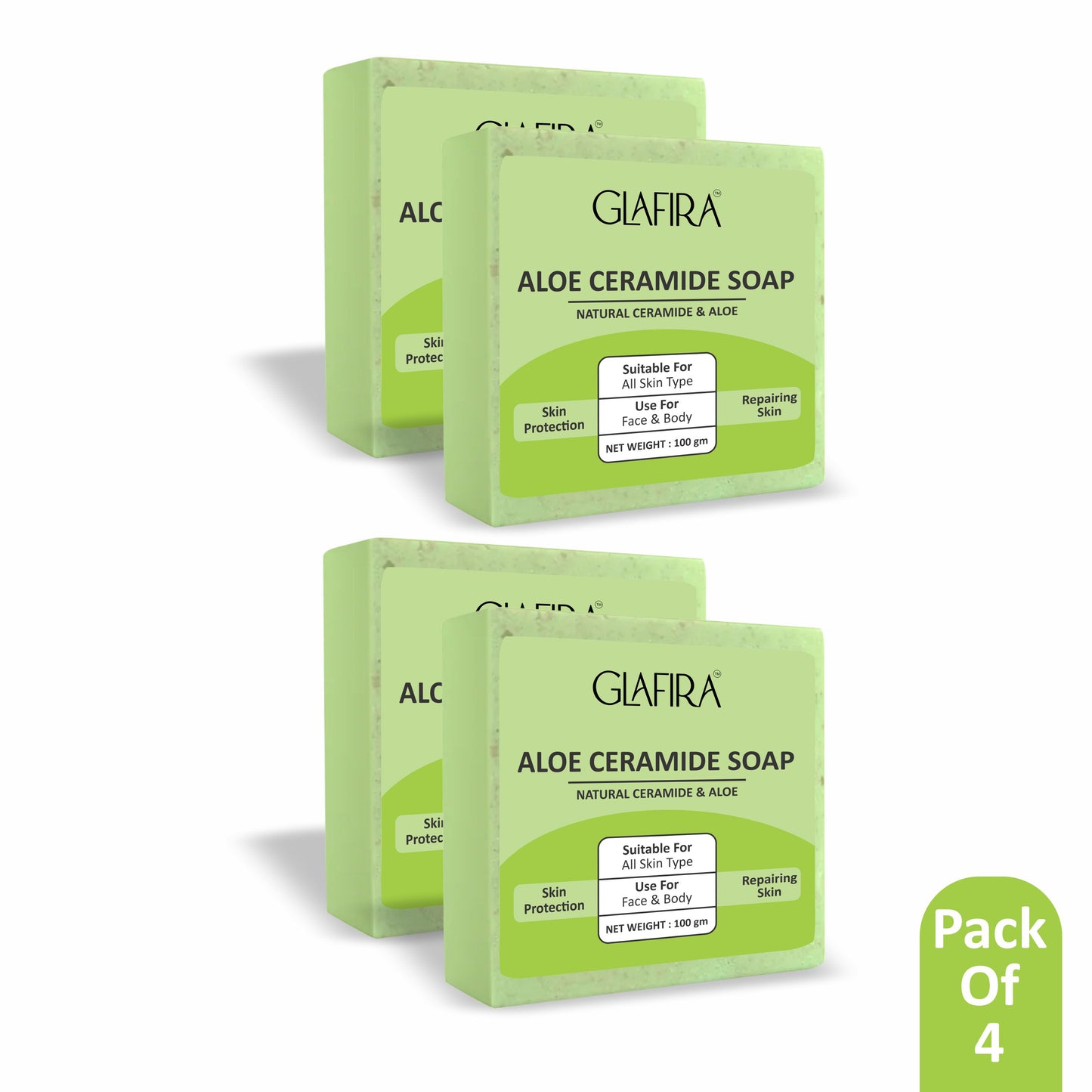 Glafira Aloe Ceramide Soap | Natural Aloe Vera, Oats & Shea Butter | Hydrating & Skin Repair Soap for Face & Body