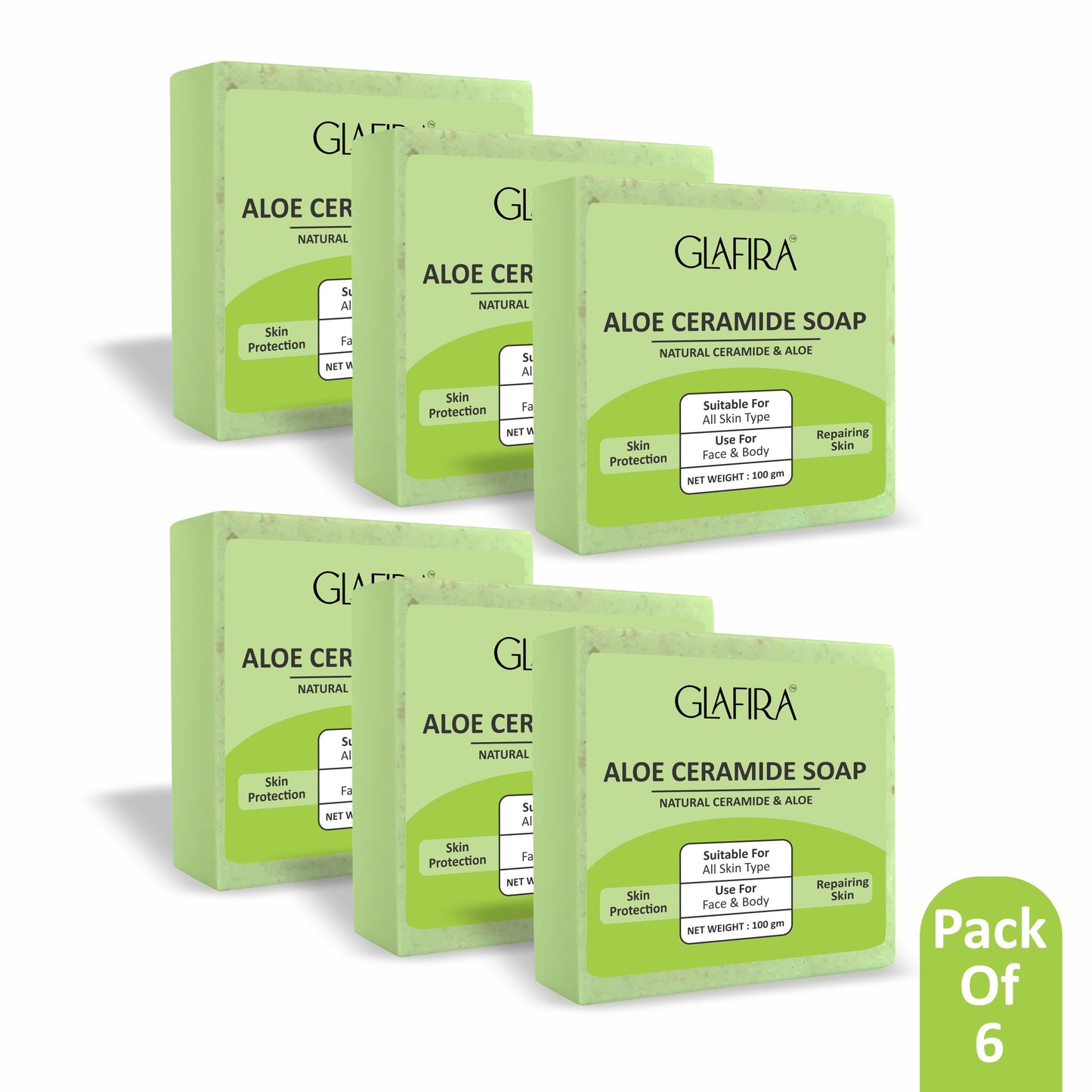 Glafira Aloe Ceramide Soap | Natural Aloe Vera, Oats & Shea Butter | Hydrating & Skin Repair Soap for Face & Body