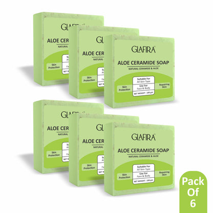 Glafira Aloe Ceramide Soap | Natural Aloe Vera, Oats & Shea Butter | Hydrating & Skin Repair Soap for Face & Body