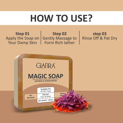 Magic Soap with Saffron & Sandalwood for Tan Removal & Glowing Skin