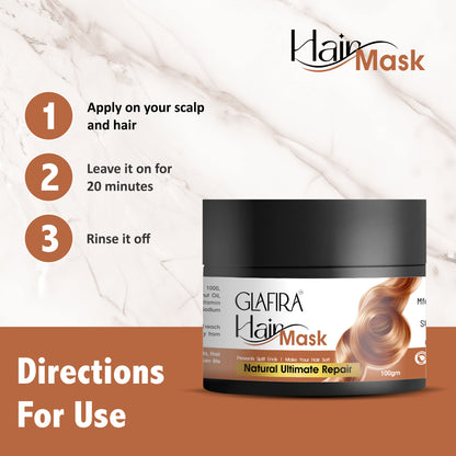 Glafira Hair Mask - Natural Ultimate Repair | 2X Smoothness, Curly & Frizz Protection | Deep Conditioner for Dry, Damaged, Curly & Frizzy Hair