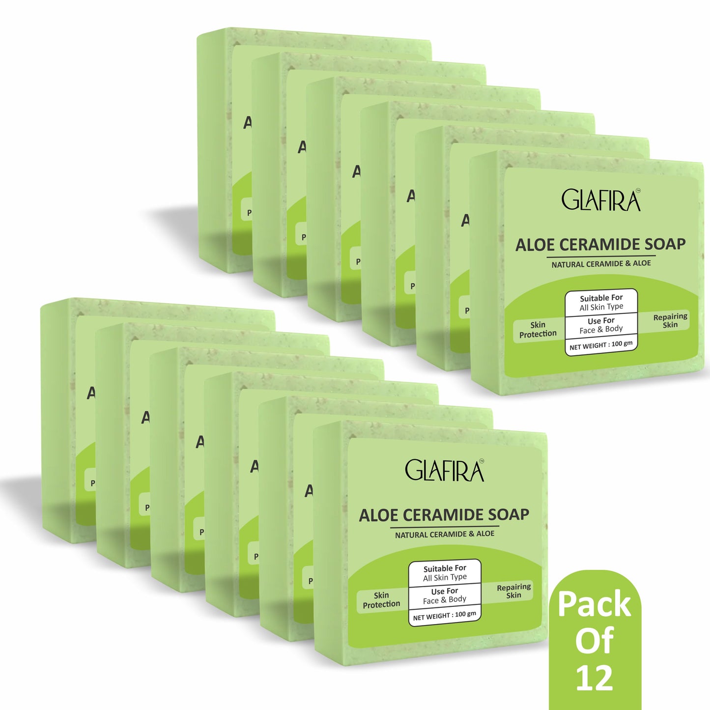 Glafira Aloe Ceramide Soap | Natural Aloe Vera, Oats & Shea Butter | Hydrating & Skin Repair Soap for Face & Body