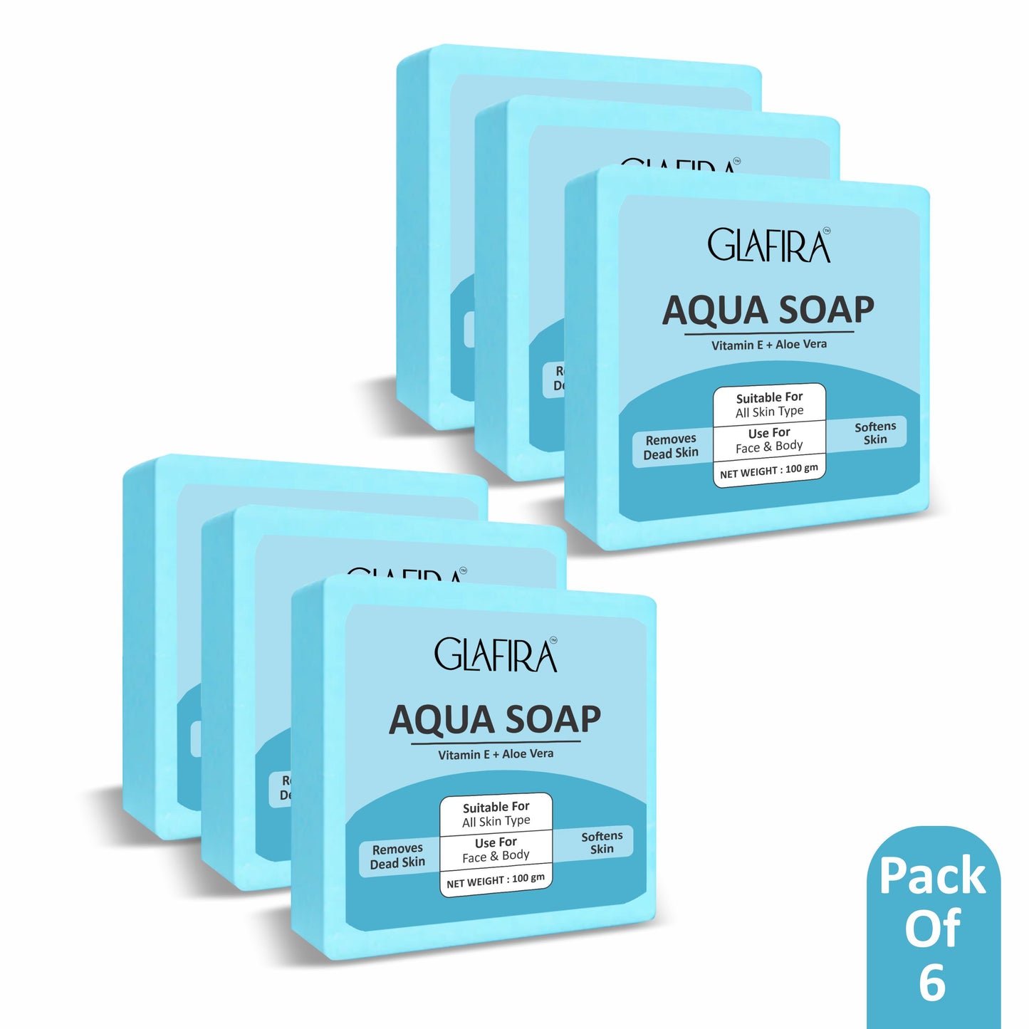 Glafira Aqua Soap | Vitamin E & Aloe Vera | Refreshing Face & Body Soap for All Skin Types