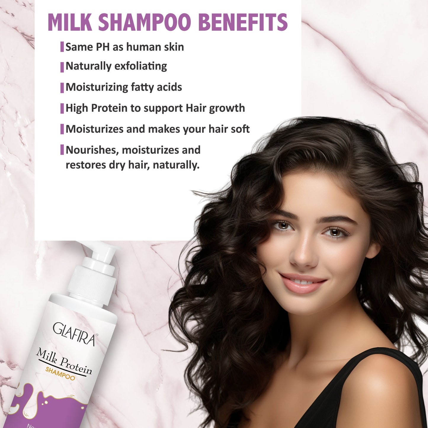 Glafira Milk Protein Shampoo | Nourishing & Strengthening | Hydration & Softness | Suitable for All Hair