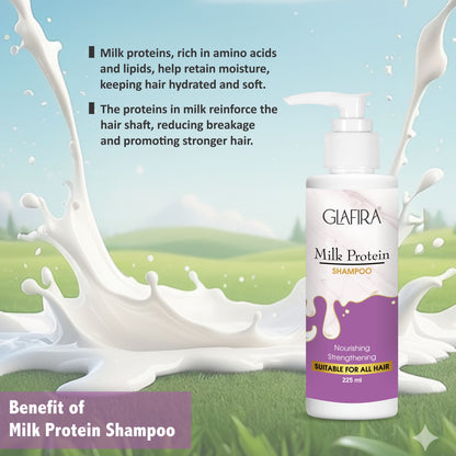 Glafira Milk Protein Shampoo | Nourishing & Strengthening | Hydration & Softness | Suitable for All Hair