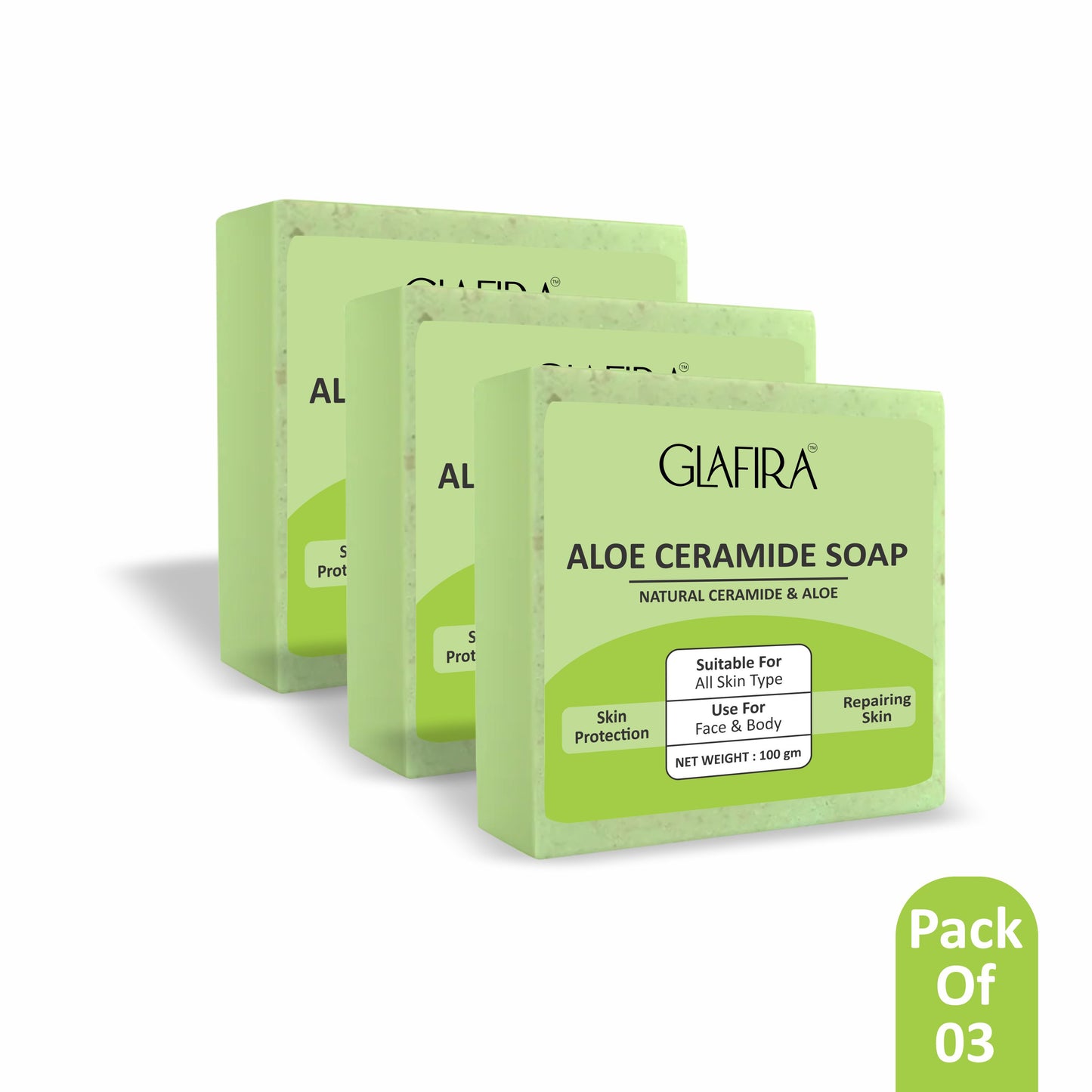 Glafira Aloe Ceramide Soap | Natural Aloe Vera, Oats & Shea Butter | Hydrating & Skin Repair Soap for Face & Body