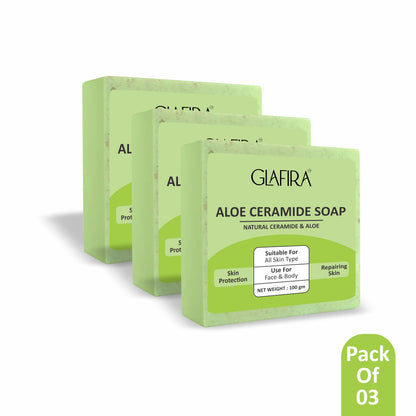 Glafira Aloe Ceramide Soap | Natural Aloe Vera, Oats & Shea Butter | Hydrating & Skin Repair Soap for Face & Body