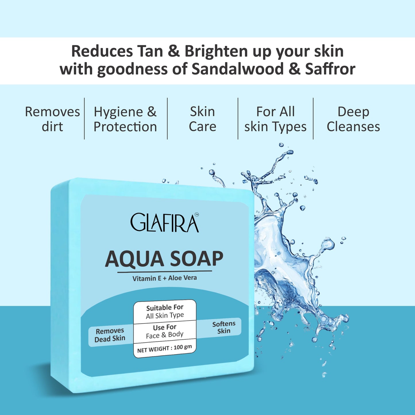 Glafira Aqua Soap | Vitamin E & Aloe Vera | Refreshing Face & Body Soap for All Skin Types