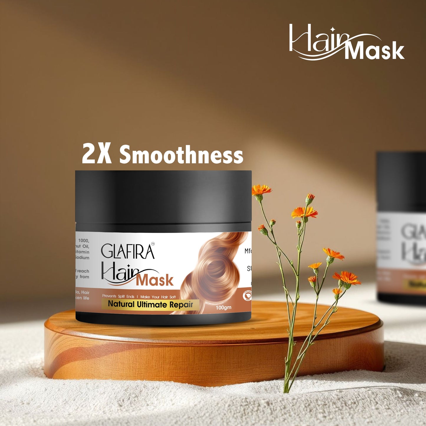 Glafira Hair Mask - Natural Ultimate Repair | 2X Smoothness, Curly & Frizz Protection | Deep Conditioner for Dry, Damaged, Curly & Frizzy Hair