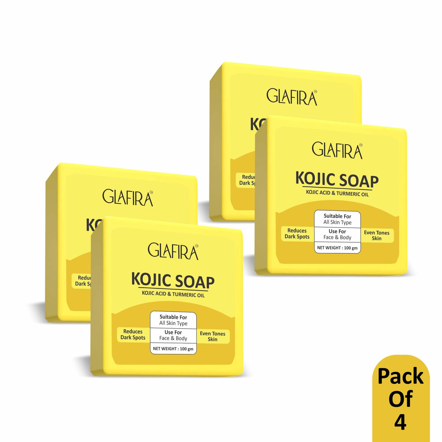 Glafira Kojic Soap - Skin Brightening with Kojic Acid & Turmeric Oil | Reduces Tan & Dark Spots