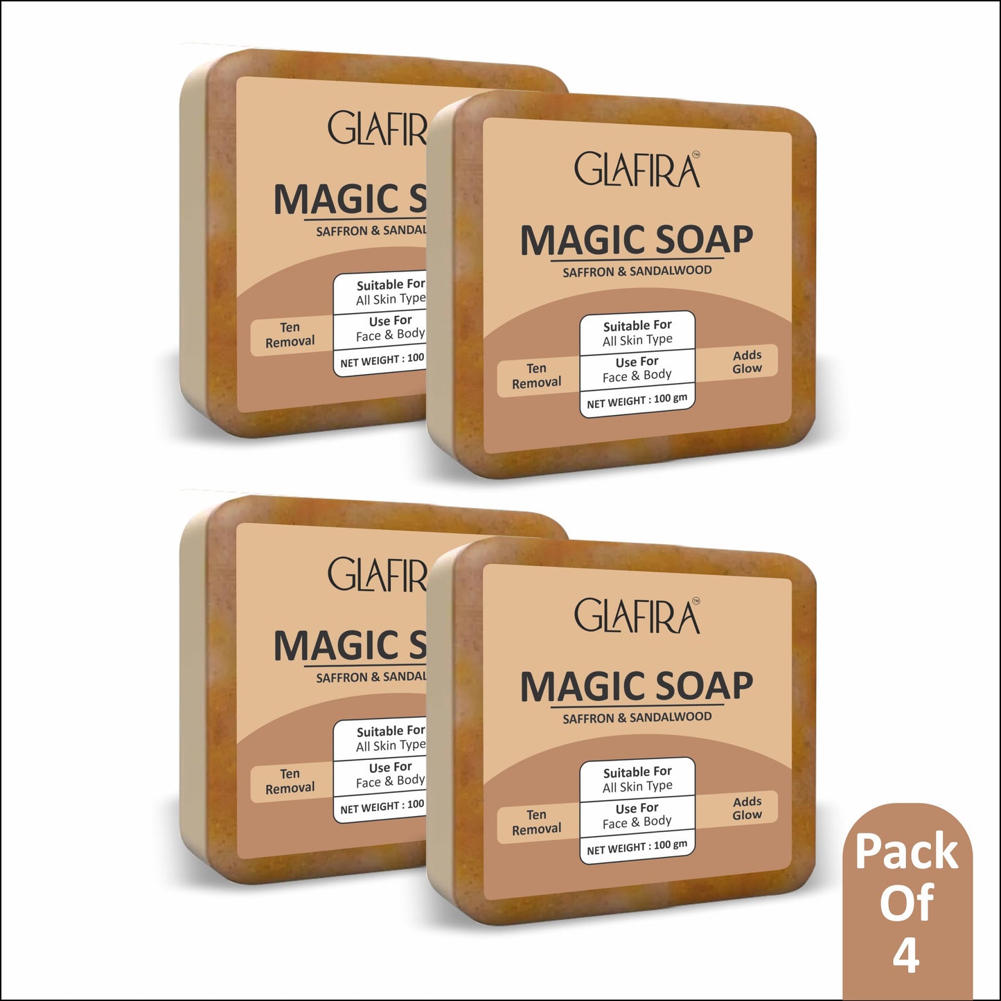Magic Soap with Saffron & Sandalwood for Tan Removal & Glowing Skin