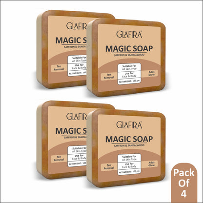 Magic Soap with Saffron & Sandalwood for Tan Removal & Glowing Skin