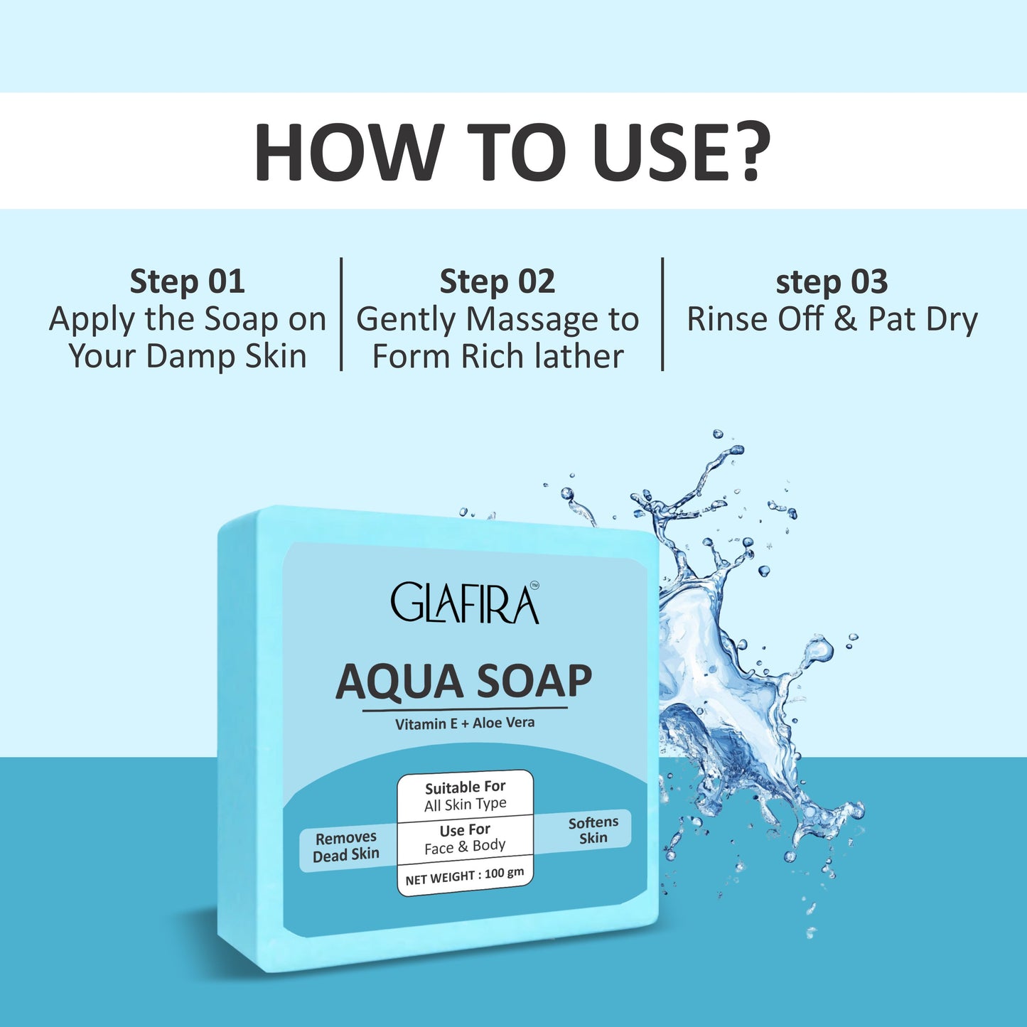 Glafira Aqua Soap | Vitamin E & Aloe Vera | Refreshing Face & Body Soap for All Skin Types