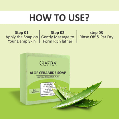 Glafira Aloe Ceramide Soap | Natural Aloe Vera, Oats & Shea Butter | Hydrating & Skin Repair Soap for Face & Body