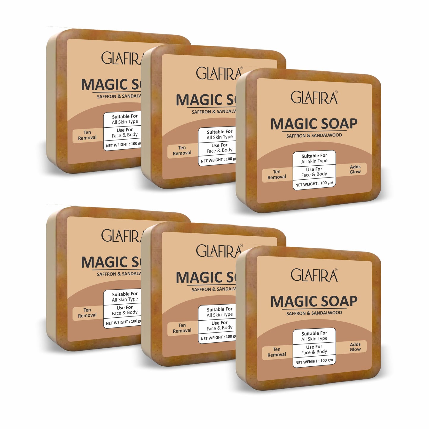 Magic Soap with Saffron & Sandalwood for Tan Removal & Glowing Skin