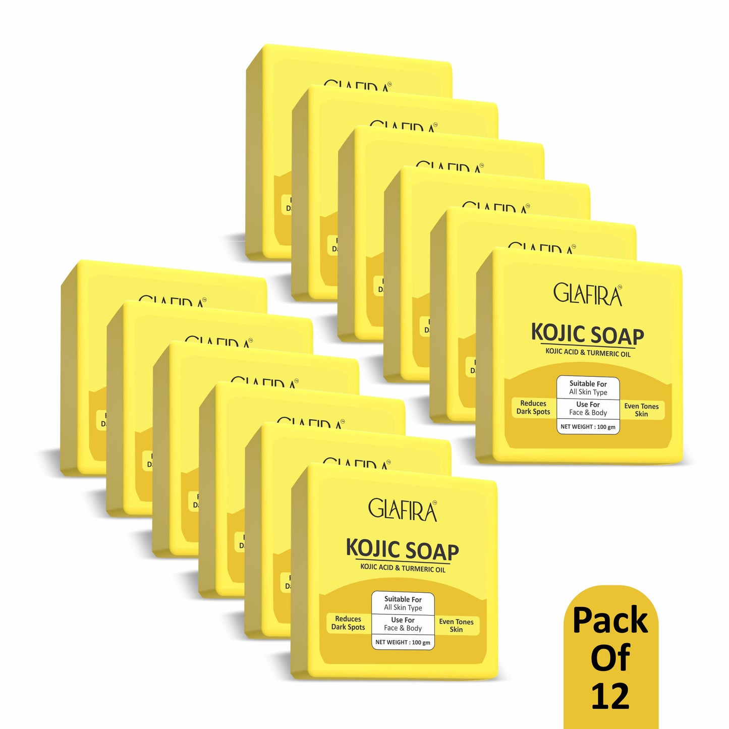 Glafira Kojic Soap - Skin Brightening with Kojic Acid & Turmeric Oil | Reduces Tan & Dark Spots