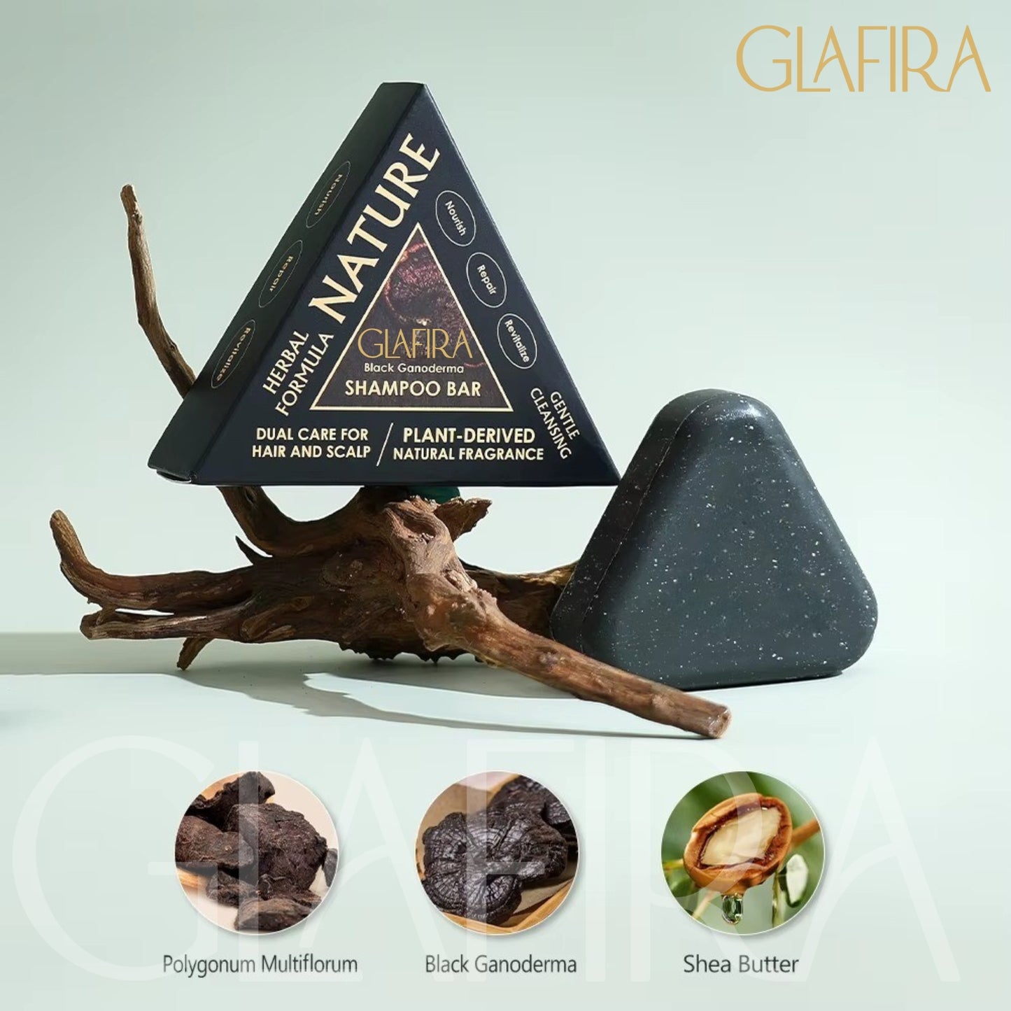 Black Ganoderma Shampoo Bar – Herbal Shampoo Bar for Hair Growth, Grey Hair Care, Dandruff Control & Scalp Repair | Sulphate-Free Natural Shampoo Bar for Men & Women
