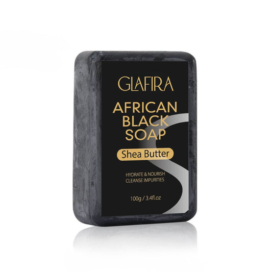 Natural African Black Soap enriched with Shea Butter for deep cleansing, acne control, hydration & glowing skin. Suitable for all skin types. 100% handmade formula.