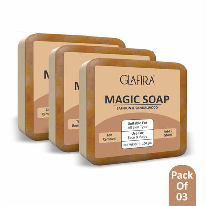 Magic Soap with Saffron & Sandalwood for Tan Removal & Glowing Skin
