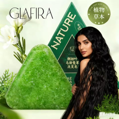 GLAFIRA Seven Green Nature Shampoo Bar | Anti-Hair Fall, Dandruff Control, Hair Repair & Oil Control