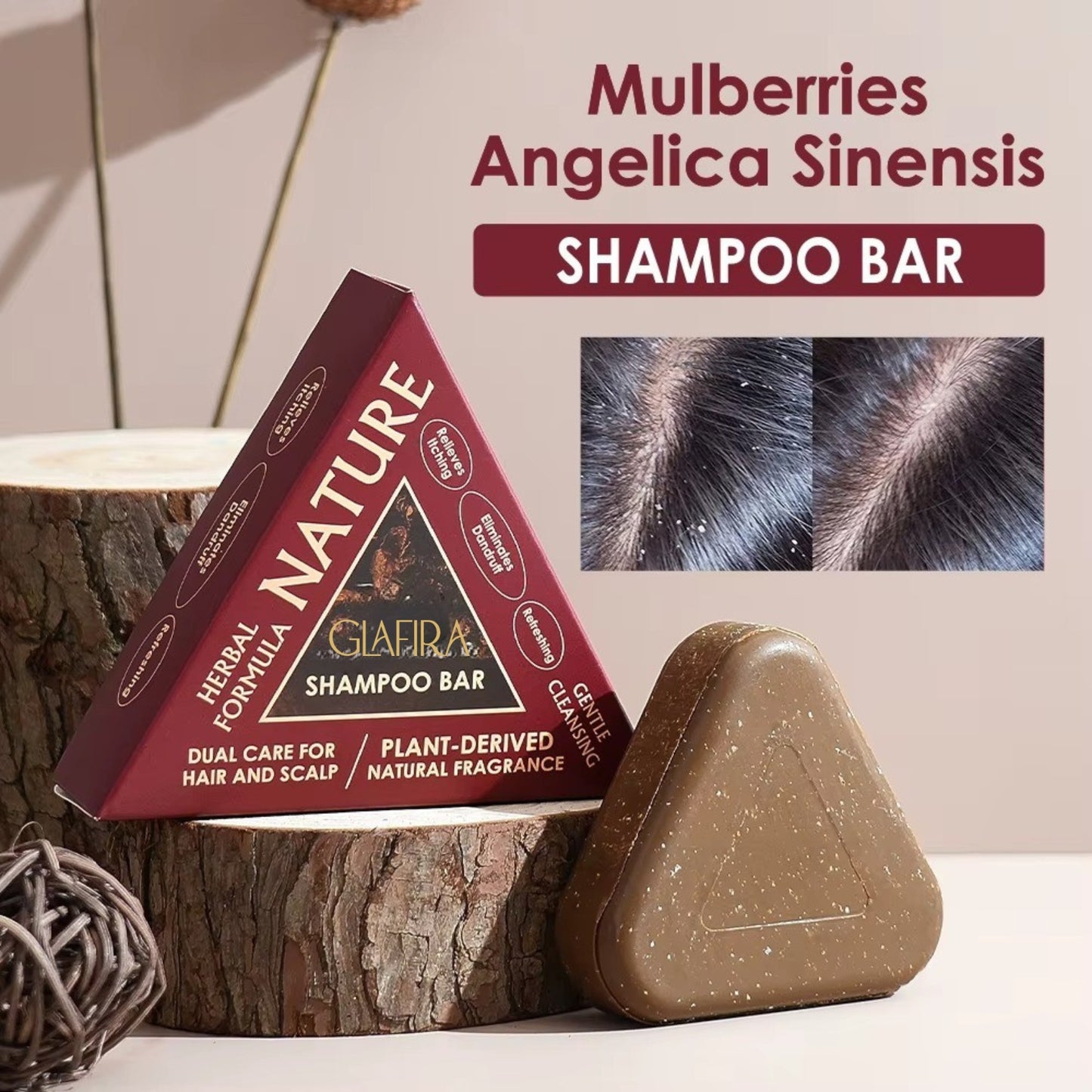 Red Seven Green Herbal Anti Dandruff Shampoo Bar with Amla & Shikakai | Sulphate Free Natural Hair Growth Shampoo