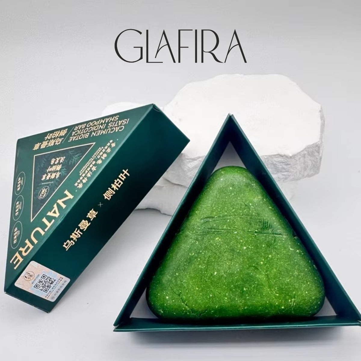GLAFIRA Seven Green Nature Shampoo Bar | Anti-Hair Fall, Dandruff Control, Hair Repair & Oil Control