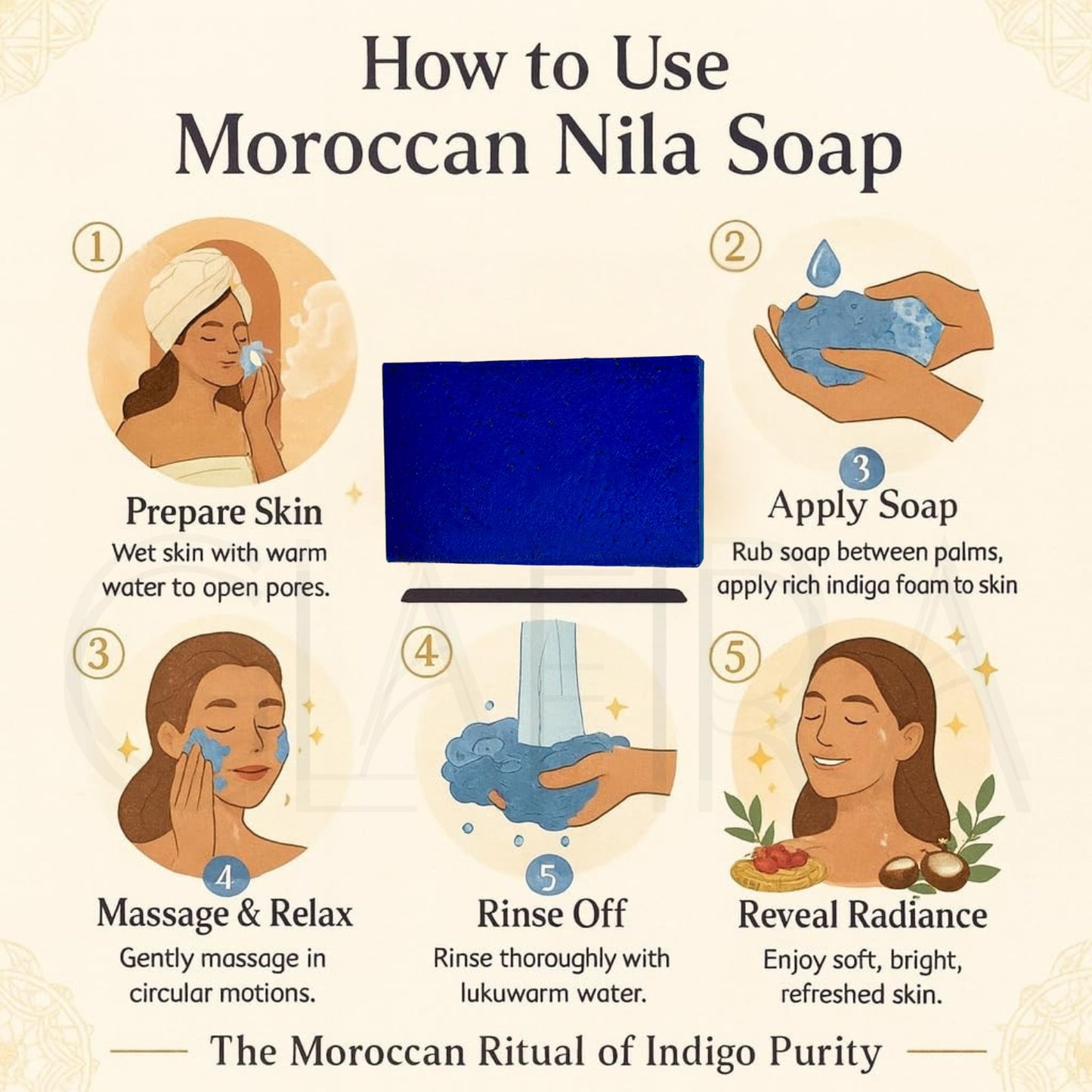 Moroccan Nila Organic Brightening Soap | Deep Detox, Even Tone & Glow | With Neela Powder & Kojic Acid | For Dark Spots, Pigmentation & Dull Skin