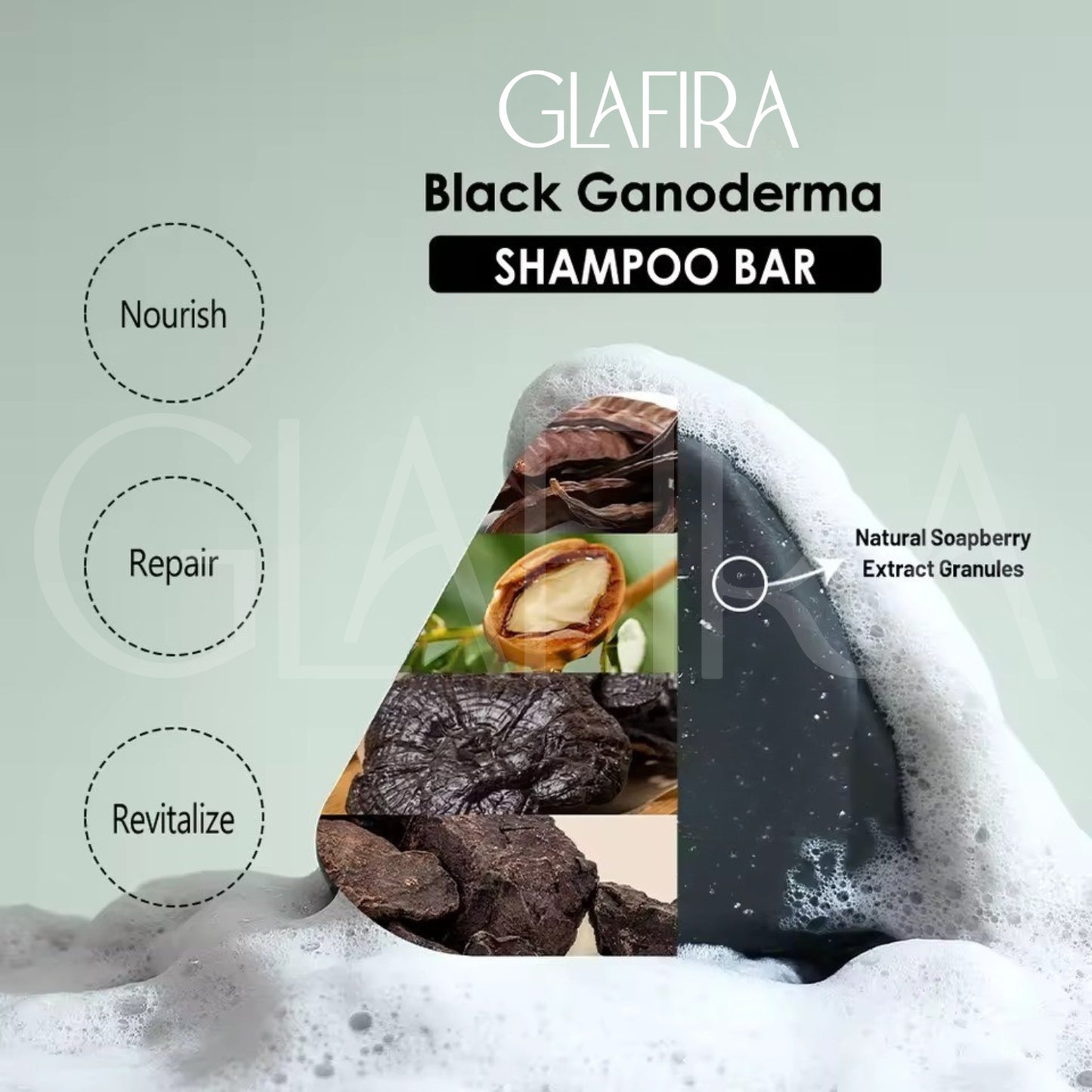 Black Ganoderma Shampoo Bar – Herbal Shampoo Bar for Hair Growth, Grey Hair Care, Dandruff Control & Scalp Repair | Sulphate-Free Natural Shampoo Bar for Men & Women