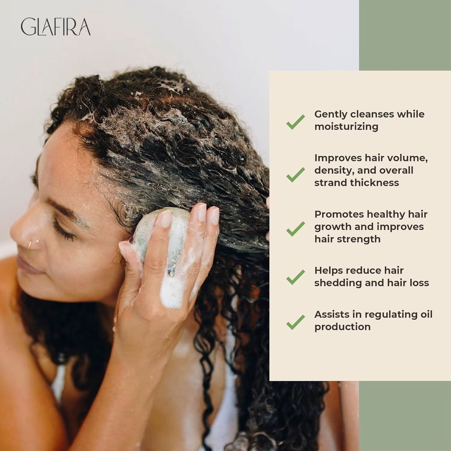 Glafira Vanilla Coconut Shampoo Bar – Natural Hair Care | Moisture, Volume & Shine | For All Hair Types