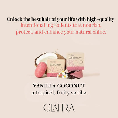 Glafira Vanilla Coconut Shampoo Bar – Natural Hair Care | Moisture, Volume & Shine | For All Hair Types