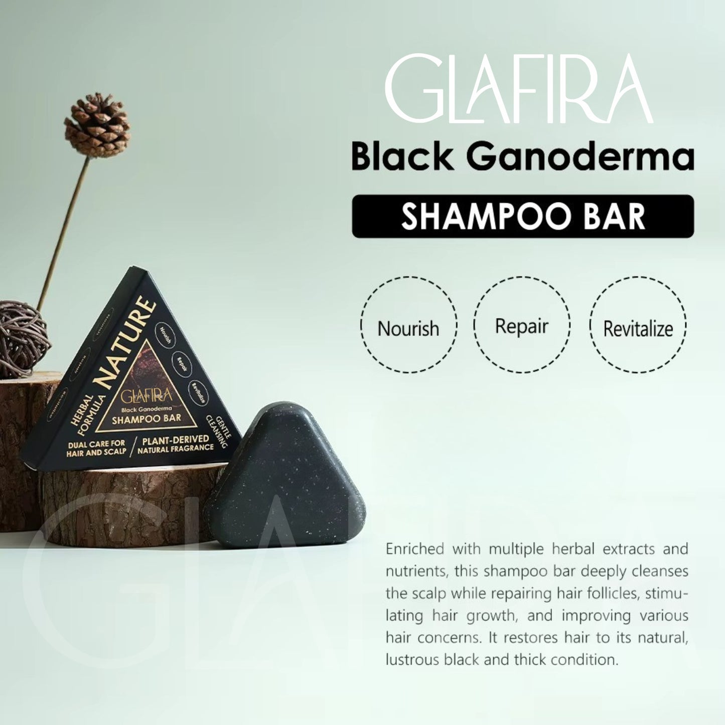 Black Ganoderma Shampoo Bar – Herbal Shampoo Bar for Hair Growth, Grey Hair Care, Dandruff Control & Scalp Repair | Sulphate-Free Natural Shampoo Bar for Men & Women